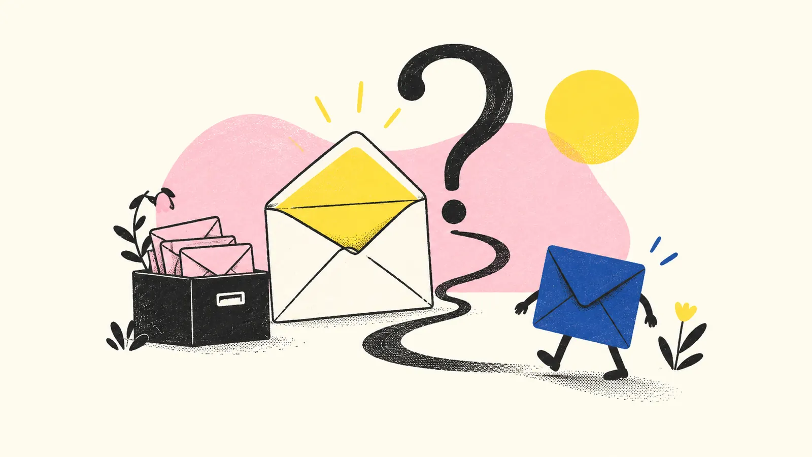 An invitation envelope waits for a response while quiet contact cards remain in a resting archive.