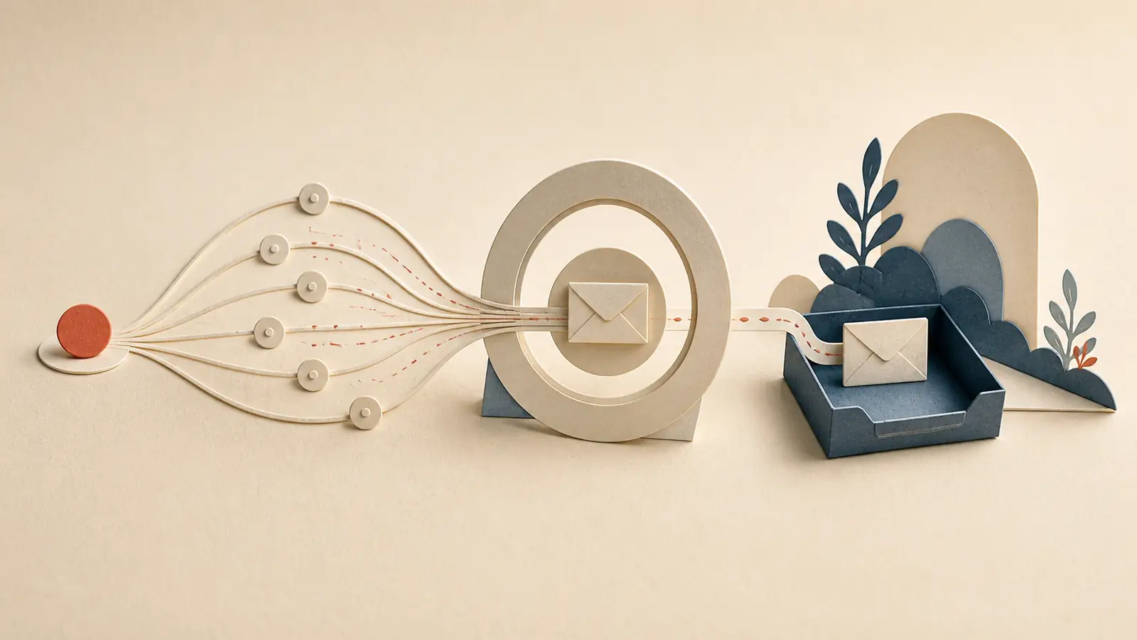 Several retry paths converge into one safely delivered transactional email.