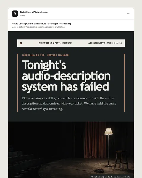 Accessibility service change email template preview