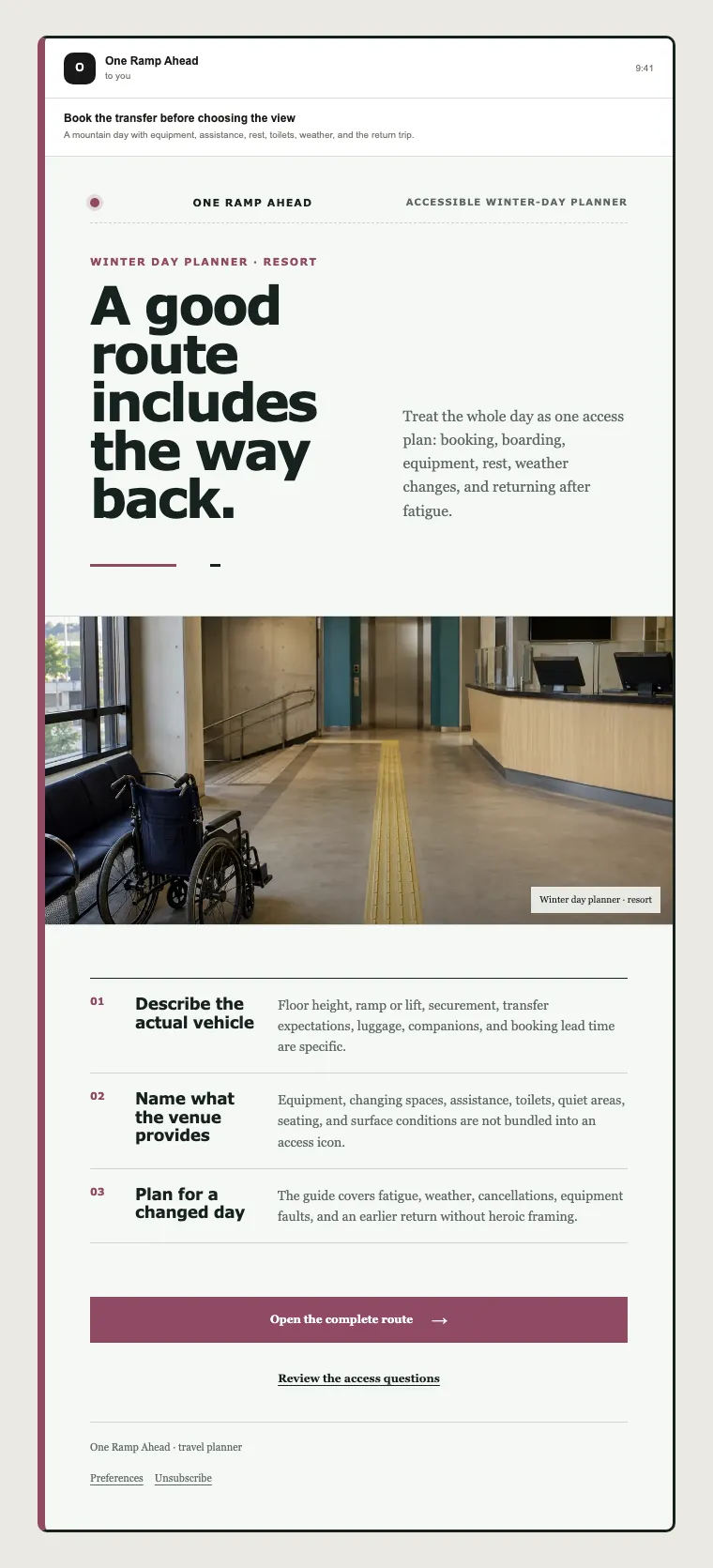Accessible winter-day planner email template preview