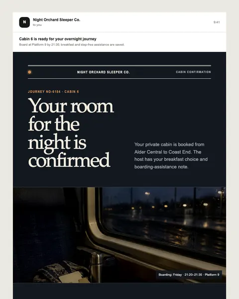 Cabin confirmation email template preview