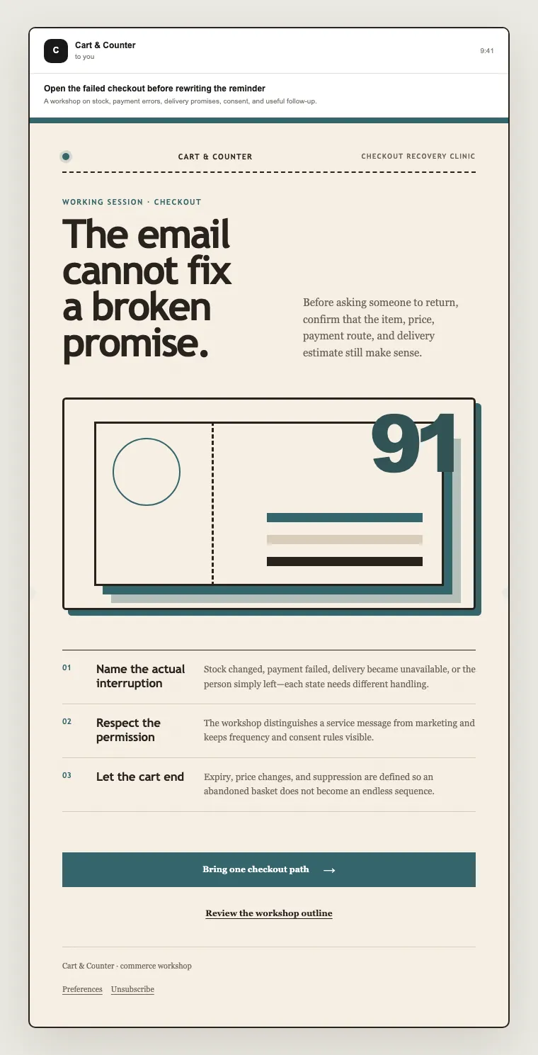 Checkout recovery clinic email template preview
