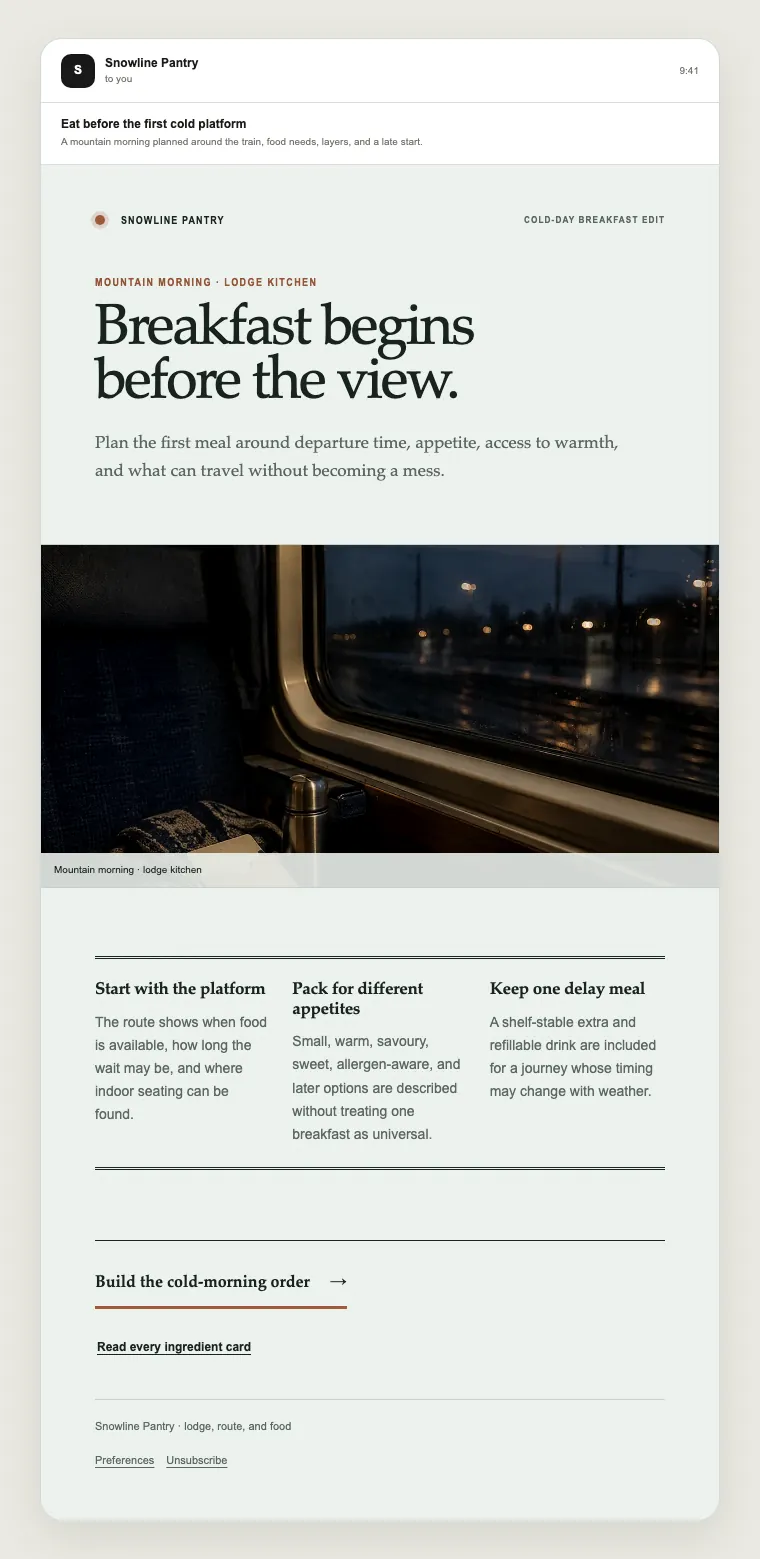 Cold-day breakfast edit email template preview