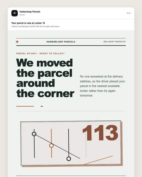 Delivery reroute email template preview