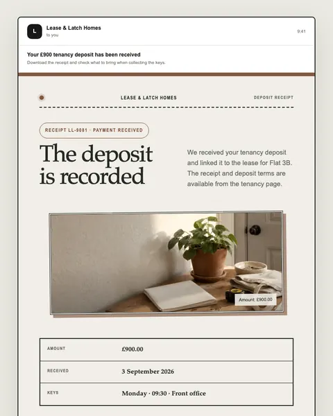 Deposit receipt email template preview