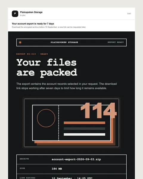 Export ready email template preview