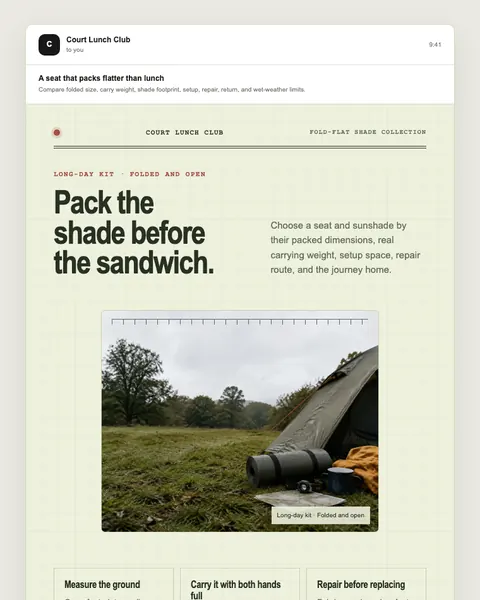 Fold-flat shade collection email template preview