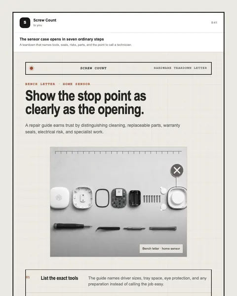 Hardware teardown letter email template preview