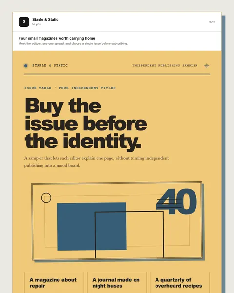 Independent publishing sampler email template preview