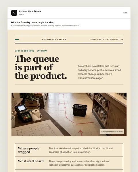 Independent retail field letter email template preview