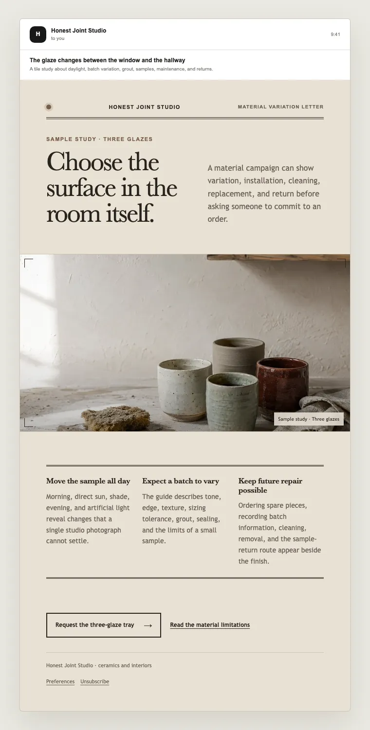 Material variation letter email template preview