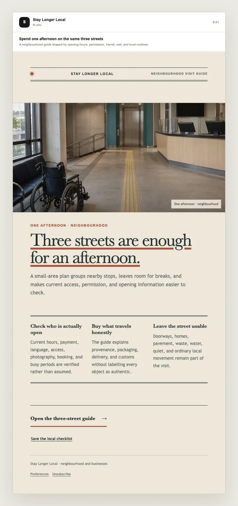 Neighbourhood visit guide email template preview