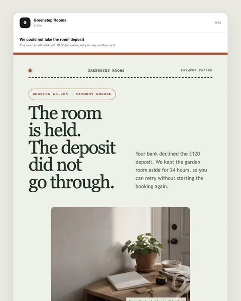 Payment failed email template preview
