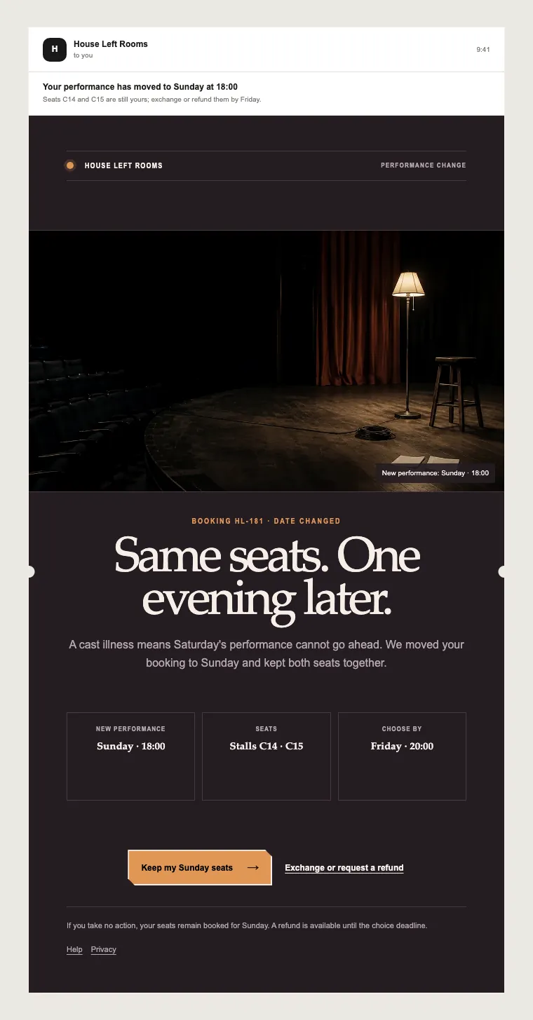 Performance change email template preview