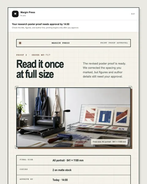 Print proof approval email template preview
