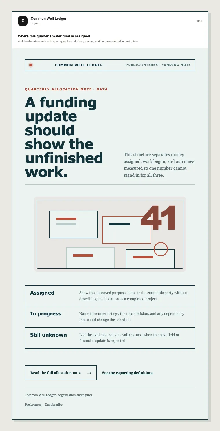 Public-interest funding note email template preview