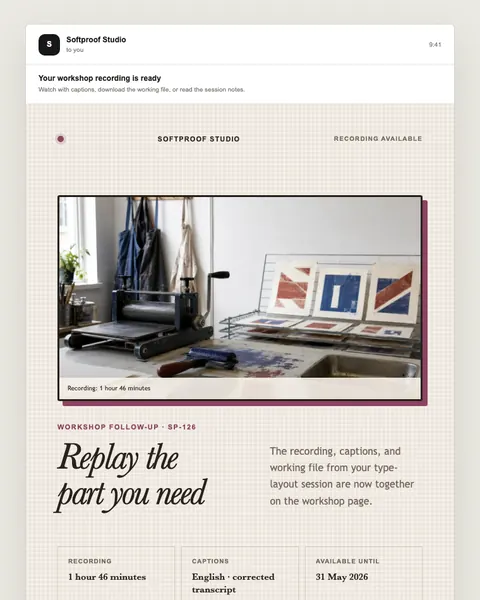 Recording available email template preview