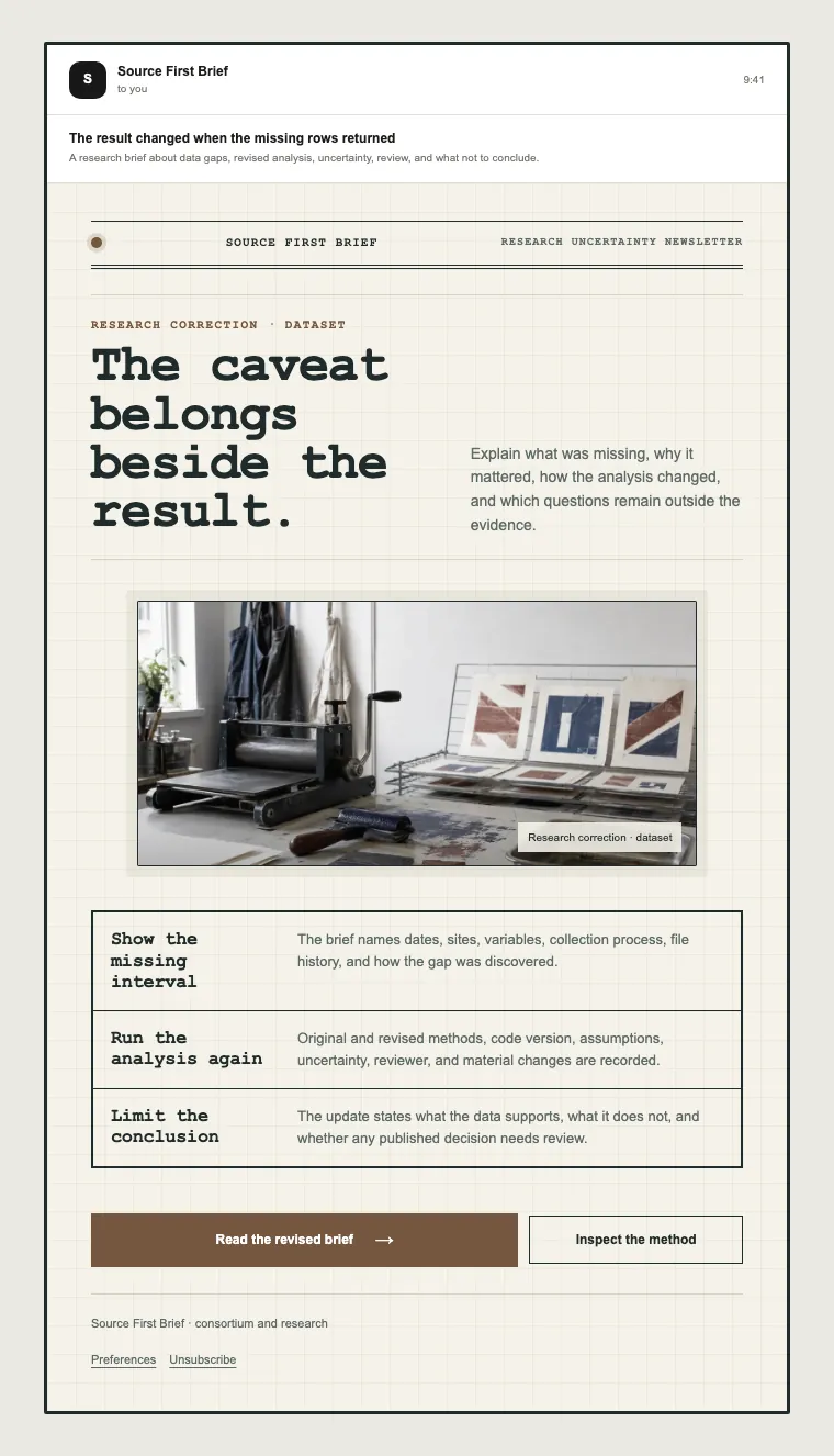 Research uncertainty newsletter email template preview