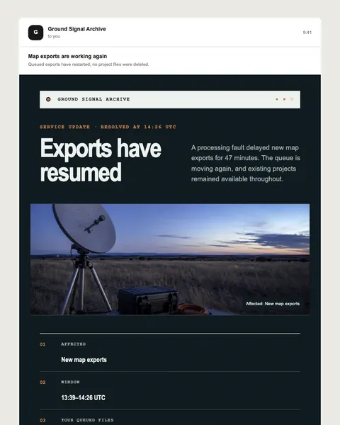 Service restored email template preview