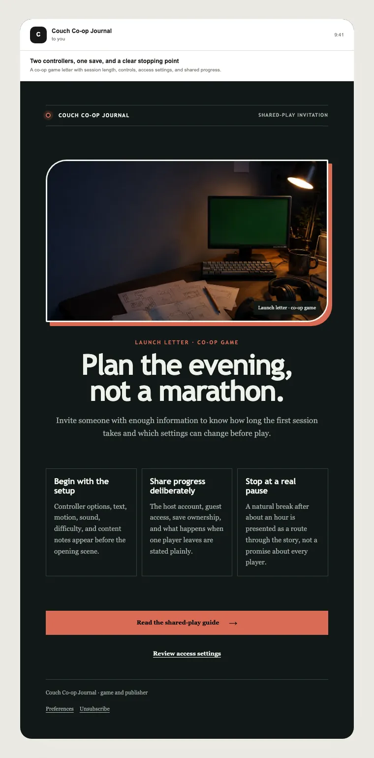 Shared-play invitation email template preview