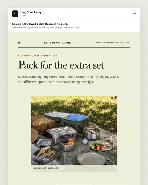 Summer picnic collection email template preview