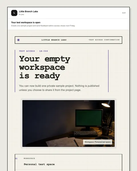 Test access confirmation email template preview